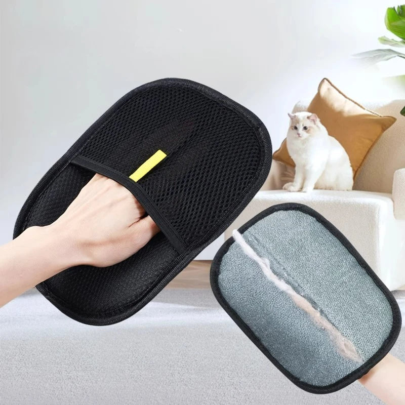 Both sides of the glove: black mesh hand pocket and gray wiping pad